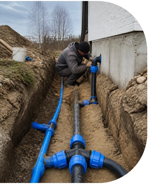 Монтаж наружного водопровода на участке под ключ в Кемерово